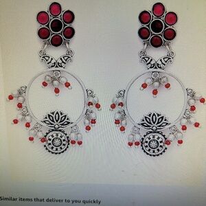 Silver Oxidized Vintage Finish Handcrafted Stud Dangle Earrings